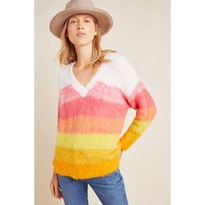 ANTHROPOLOGIE pink simone striped alpaca sweater